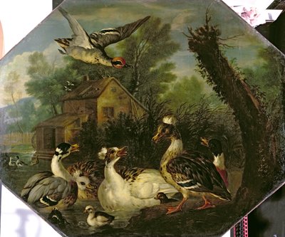 Ornamental Waterfowl and their Ducklings on a Mill Pond by Pieter Casteels